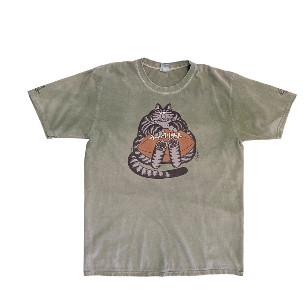 RARE Crazy Shirts Kliban Cat Football Tee Shirt Green Ti Leaf Dyed Leaf Large - Picture 9 of 12